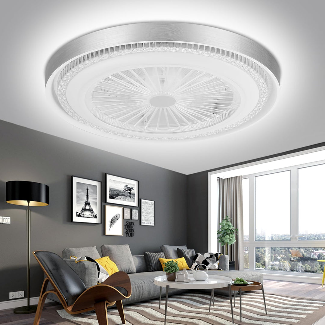 LED Deckenventilator mit Beleuchtung, deckenleuchte mit ventilator und Führungsradventilator, 3 Farb