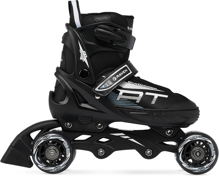 4in1 Inlineskates/Triskates/Rollschuhe/Schlittschuhe Raven Profession Schwarz 38-42(25cm-27,5cm), Sc