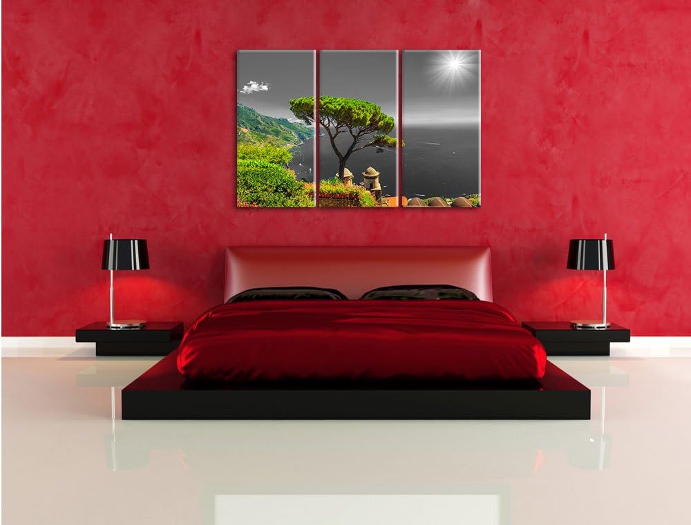 Pixxprint Baum am Mittelmeer als Leinwandbild/Grösse: 3 Teilig (120x80 cm) cm/Wandbild/Kunstdruck/fe