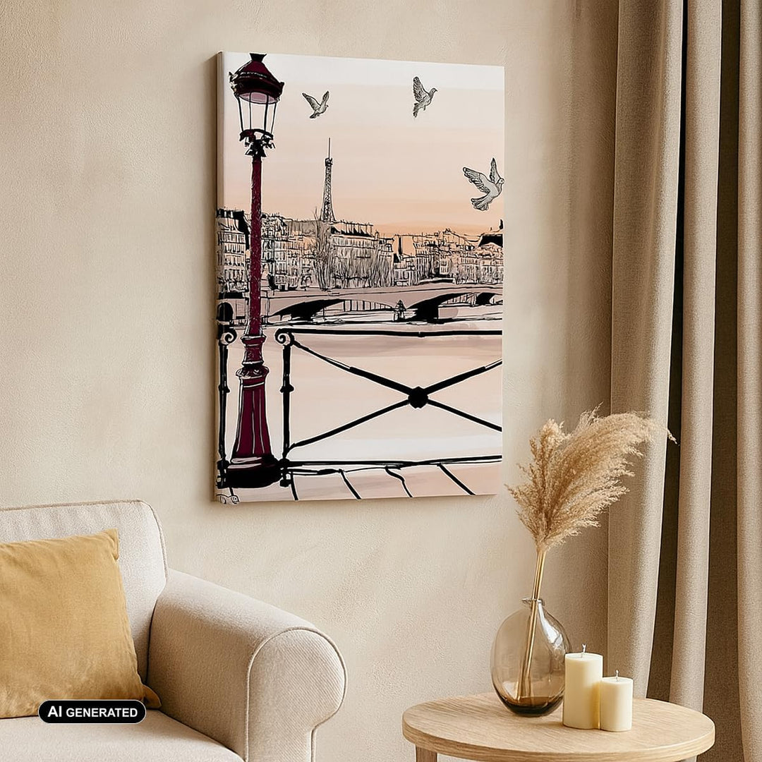 Bilder auf Leinwand frankreich Taube Grafiken Illustration Leinwandbild mit Rahmen 45x80cm Wandbilde