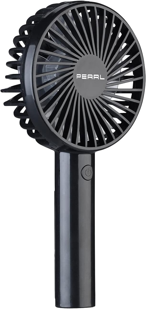 PEARL Akku Handventilator: 2er-Set 2in1-Hand- & Tisch-Ventilatoren, Akku- & USB-Betrieb, 3-stufig (V