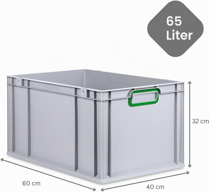 SuperSparSet 3x Eurobox NextGen Color mit Auflagedeckel & Schiebeschnappverschlüsse, HxBxT 32x40x60c