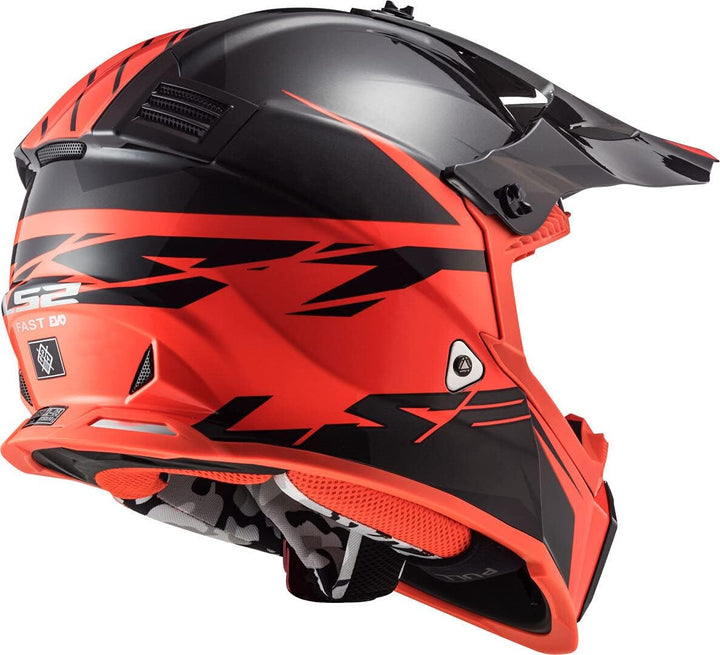 LS2 Herren Fast Evo Roar Motorradhelm, Mattschwarz rot, XS