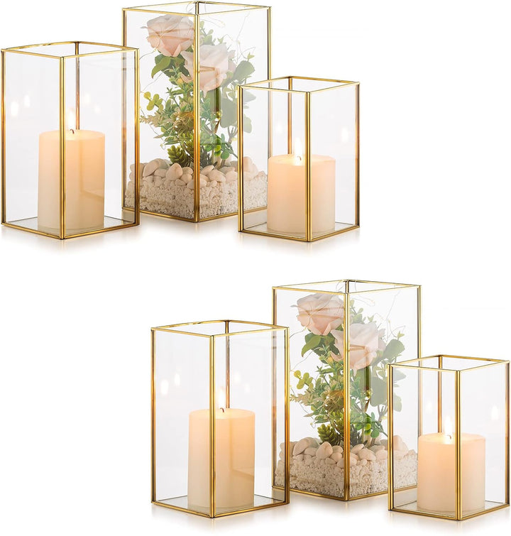 Nuptio Kerzenständer Glas Windlicht: 6 Stücke Gross Kerzenhalter Stumpenkerzen, Dekorative Laternen
