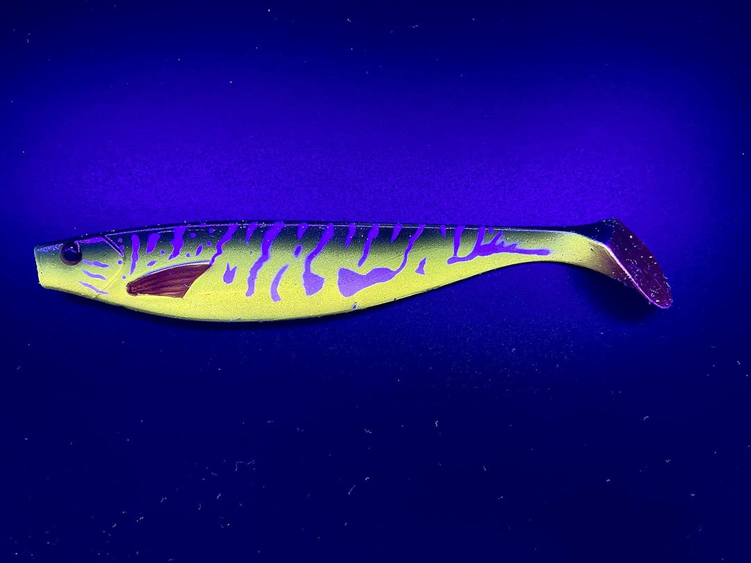 Petri's Catch 2016 PetrisCatch 4er Gummifisch Set + 4 Stahlvorfächer, 15cm, UV aktiv, Hecht, Zander