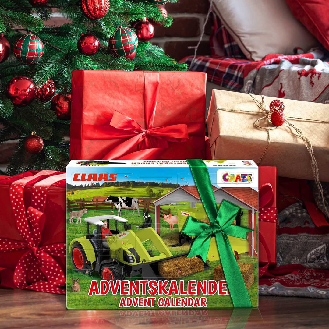 CRAZE Adventskalender CLAAS Traktor Kalender Junge und Mädchen Weihnachtskalender 2022 Bauernhof Spi