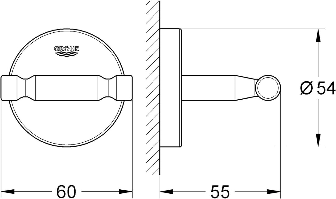 Grohe Bau Cosmopolitan - Bademantelhaken, chrom, 40461001 & Essentials - WC-Papierhalter (Material: