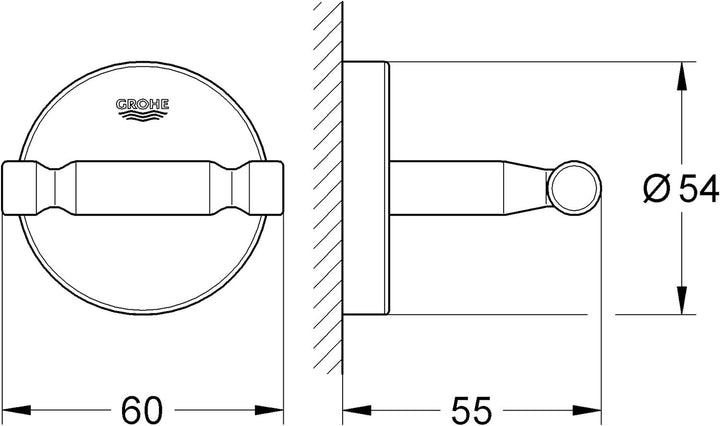 Grohe Bau Cosmopolitan - Bademantelhaken, chrom, 40461001 & Essentials - WC-Papierhalter (Material:
