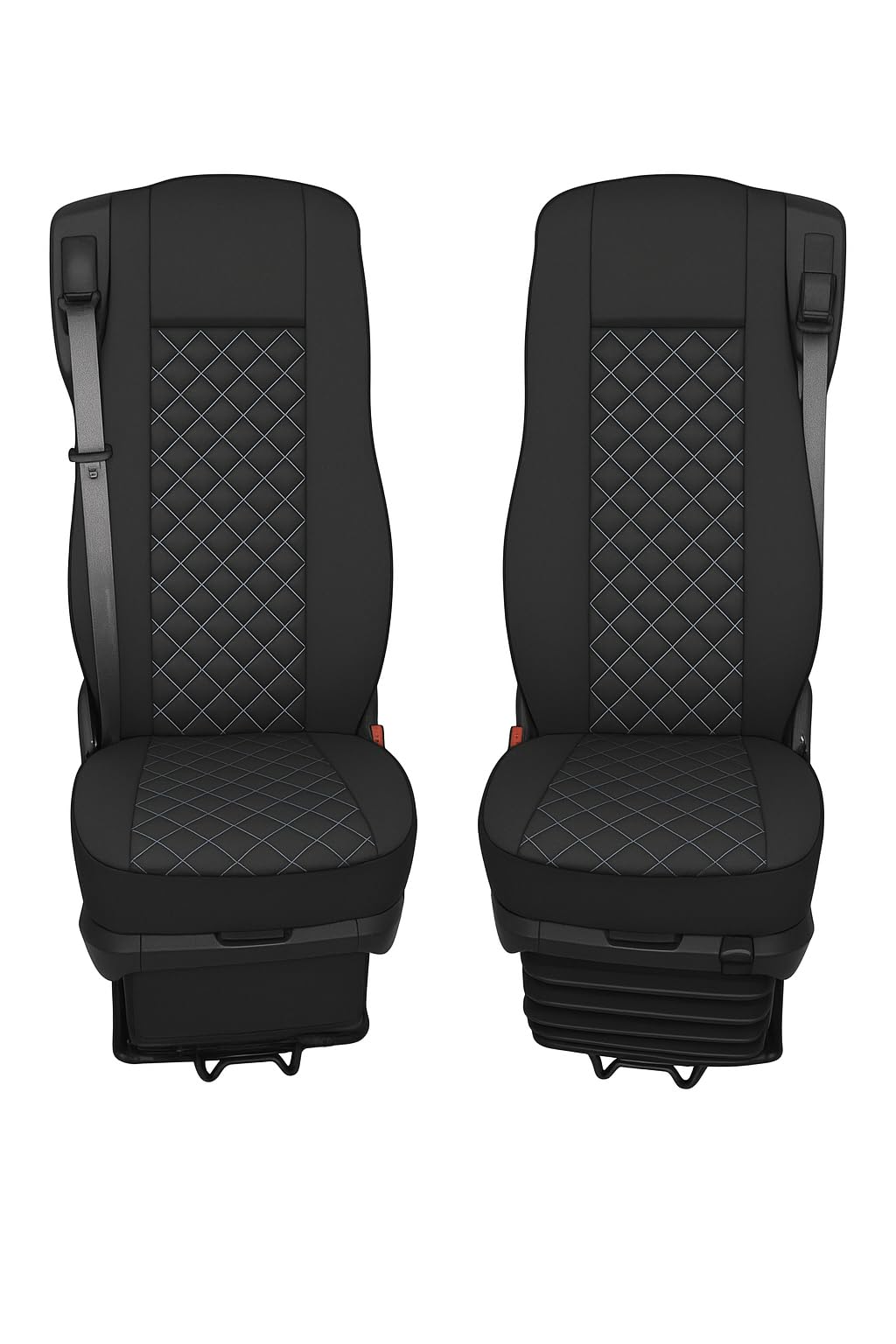 Generisch LKW Sitzbezüge für DAF XG XG+ XF 106 CF LF Schwarz mit weissen Nähten - Kunstleder Schonbe
