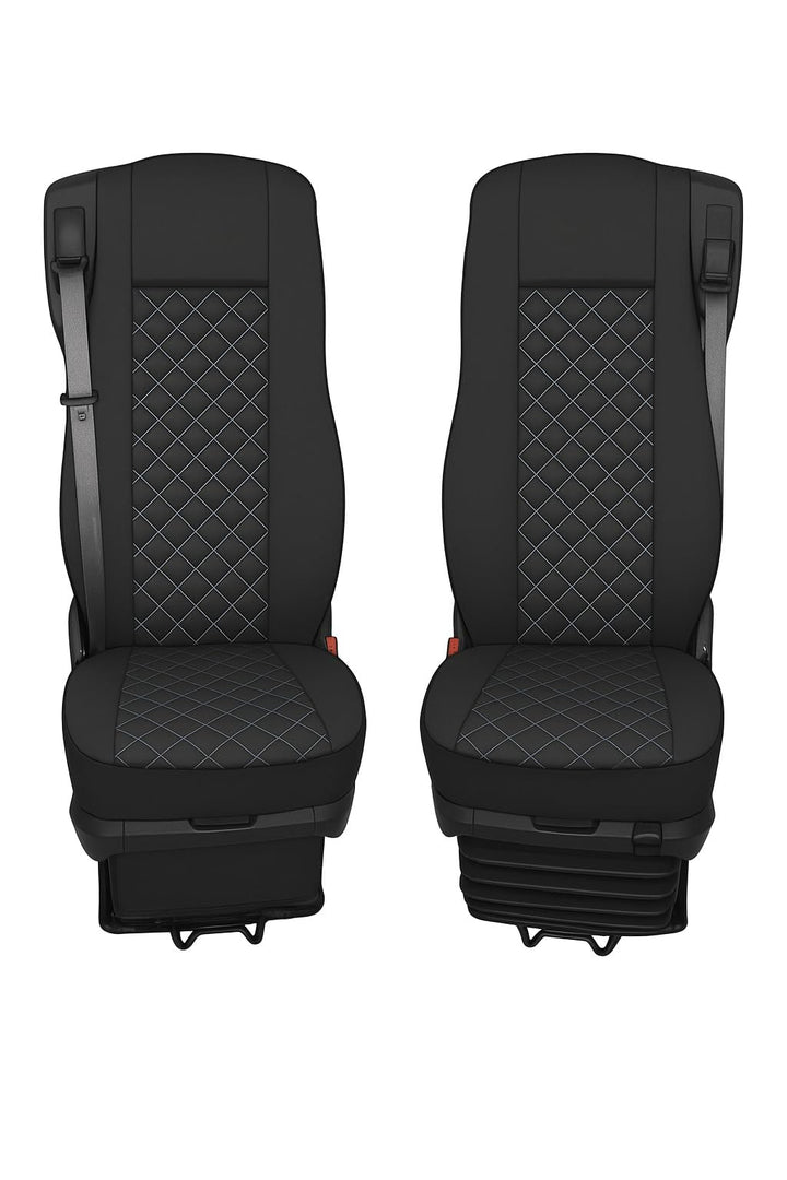 Generisch LKW Sitzbezüge für DAF XG XG+ XF 106 CF LF Schwarz mit weissen Nähten - Kunstleder Schonbe