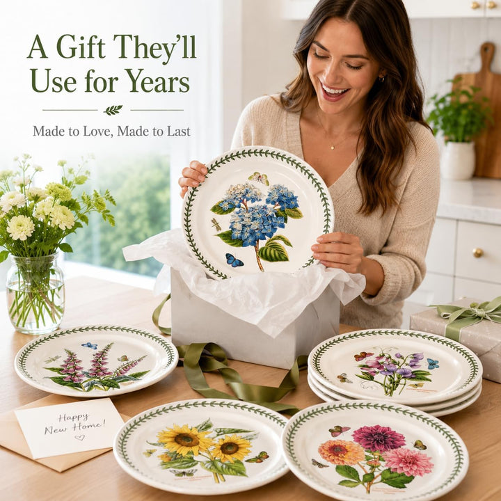 Portmeirion Botanic Garden 25,4 cm Abendessen Teller – Set von 6 Rose, Rose