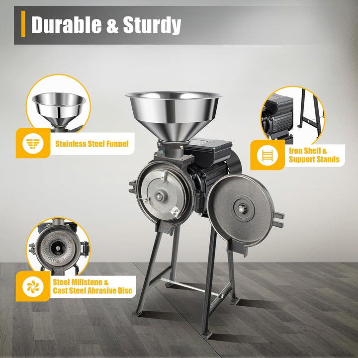 Getreidemühle Haferquetsche 220V 2200W Hohe Leistung Gusseisen Schrotmühle Zerkleinerungsgeschwindig