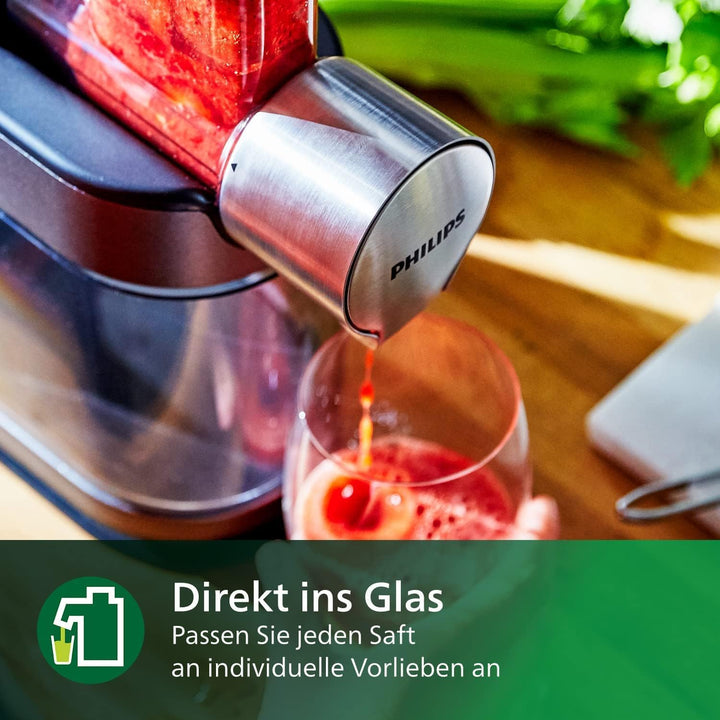 Philips Saftpresse – 200W, 1L, NutriU-Rezepte-App, grosse Einfüllöffnung, Quick Clean