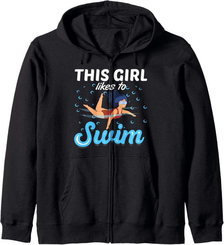 Dieses Mädchen schwimmt gerne Kapuzenjacke