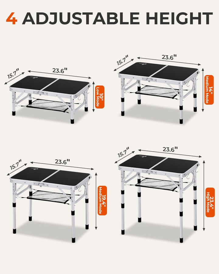 Klappbarer Campingtisch, Sportneer, höhenverstellbar, Kleiner Klapptisch, tragbare Campingtische (59