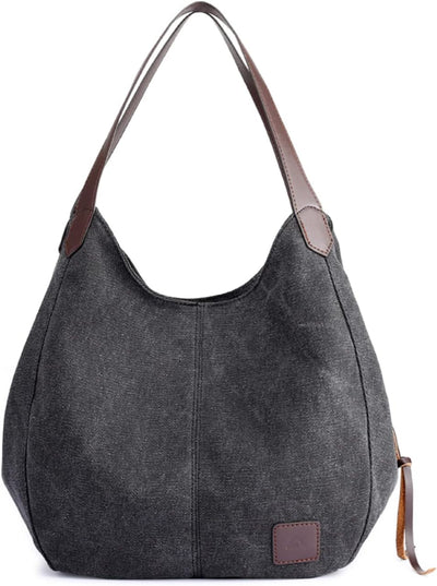 PORRASSO Damen Handtasche Canvas Hobo Schultertasche Mädchen Tote Bag Shopper Henkeltasche für Schul