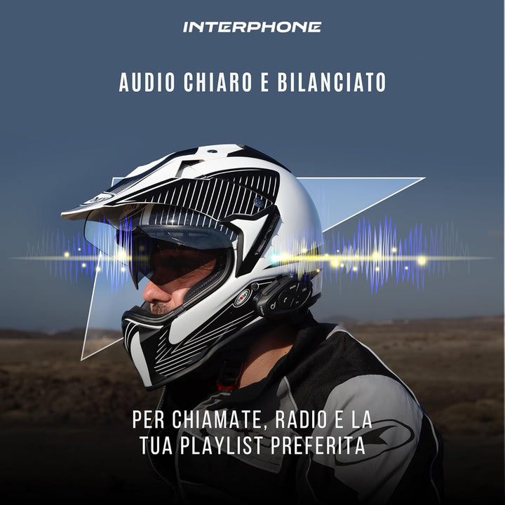 INTERPHONE Tour - Einzelpack - Bluetooth-Kommunikationssystem für Motorräder - Bis zu 4 Reiters, 1,5