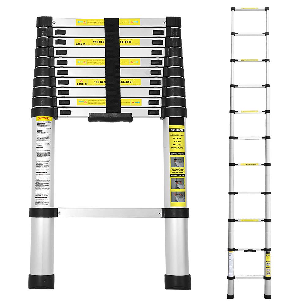 Sonnewelt 3,2M Teleskopleiter, Klappleiter Aluminium, Rutschfester Mehrzweckleiter Ausziehleiter, 11