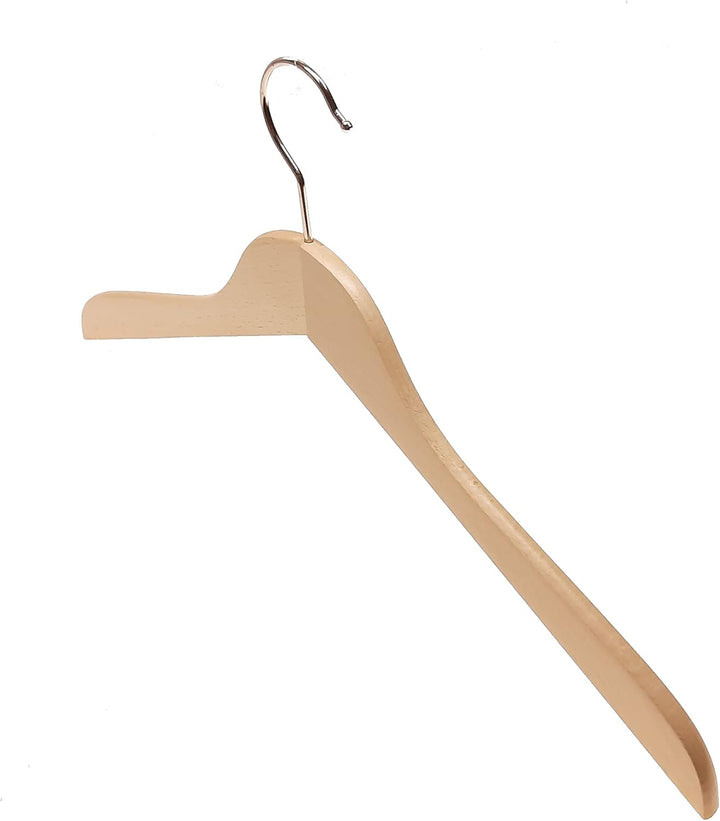 Hagspiel Kleiderbügel aus Buchenholz, Natur lackiert, Made in EU (Flachbügel lackiert 9 mm)