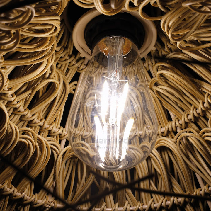 Esotec Solar LED Hängeleuchte Alexandria, Boho Stil, Polyrattan, Solarlampe, Wintergarten, LED-Lampe