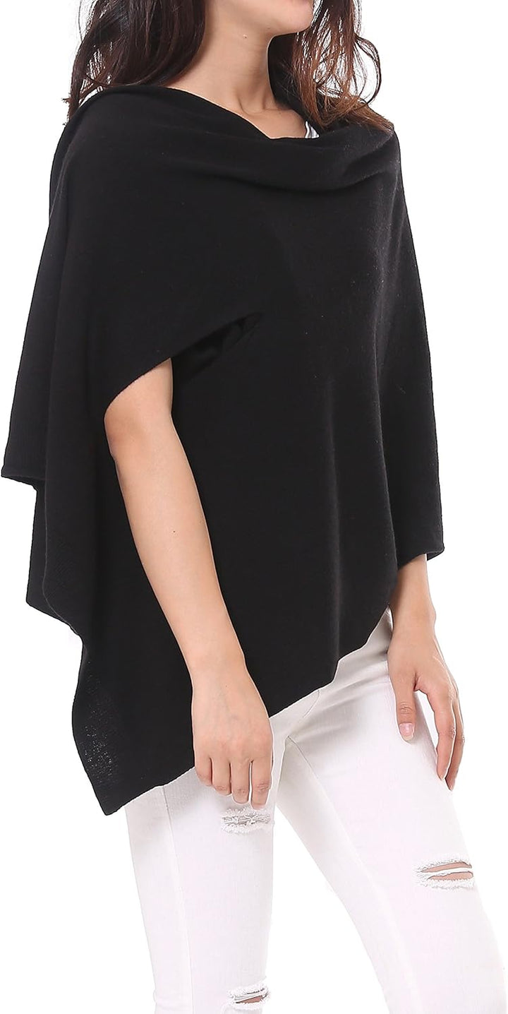 BRUCERIVER Damen Lang gestrickt Wolle gemischt Multi Style Schal Poncho Topper Schwarz M-L, Schwarz