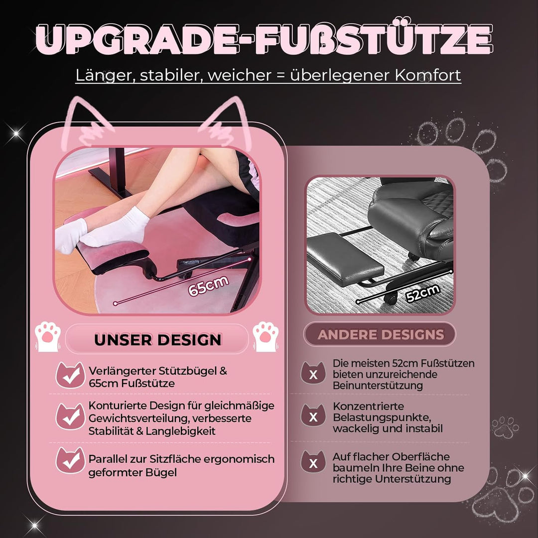 GTPLAYER Niedlicher Gaming Stuhl mit Samtstoff, Gaming Chair, ergonomischer Bürostuhl Gamer Stuhl mi