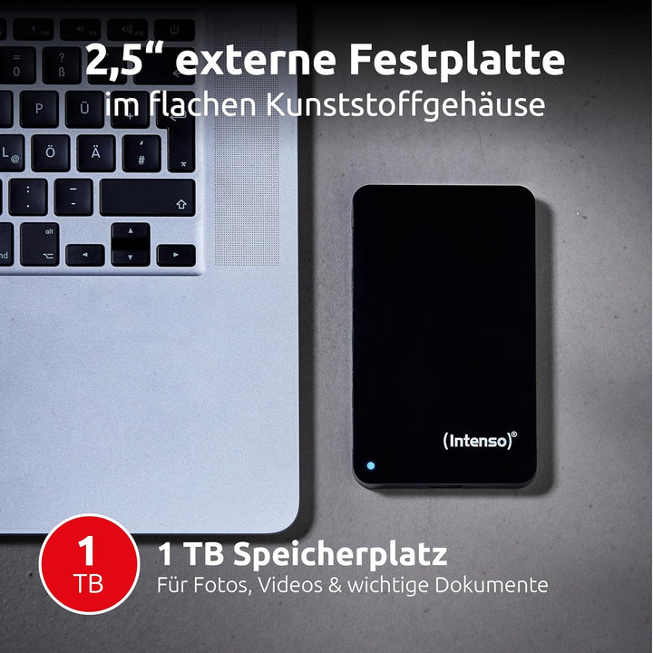 Intenso Memory Case 1 TB Externe Festplatte (6,35 cm (2,5 Zoll) 5400 U/min, 8 MB Cache, USB 3.0) sch