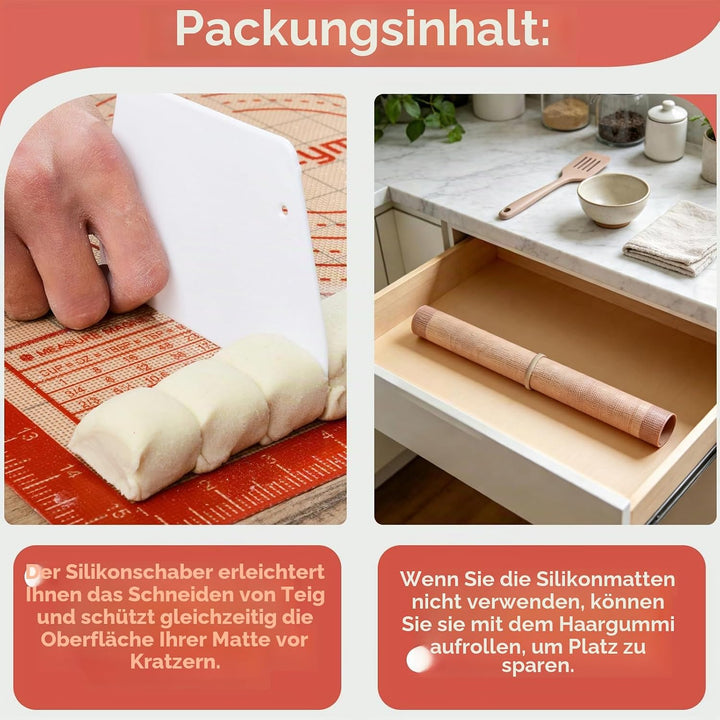 Lazymi Dick Backunterlage Silikon Gross 91 x 61 cm, Antihaft Backmatte rutschfeste Teigmatte Ausroll