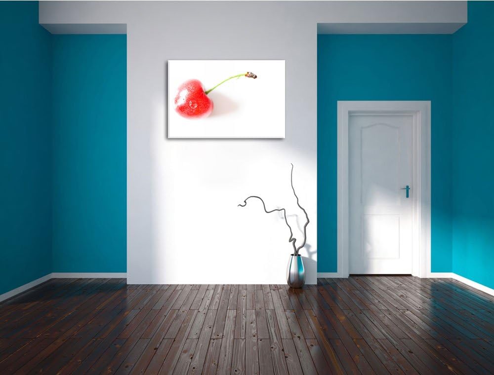 Pixxprint kleine Kirsche auf Leinwand, XXL riesige Bilder fertig gerahmt mit Keilrahmen, Kunstdruck