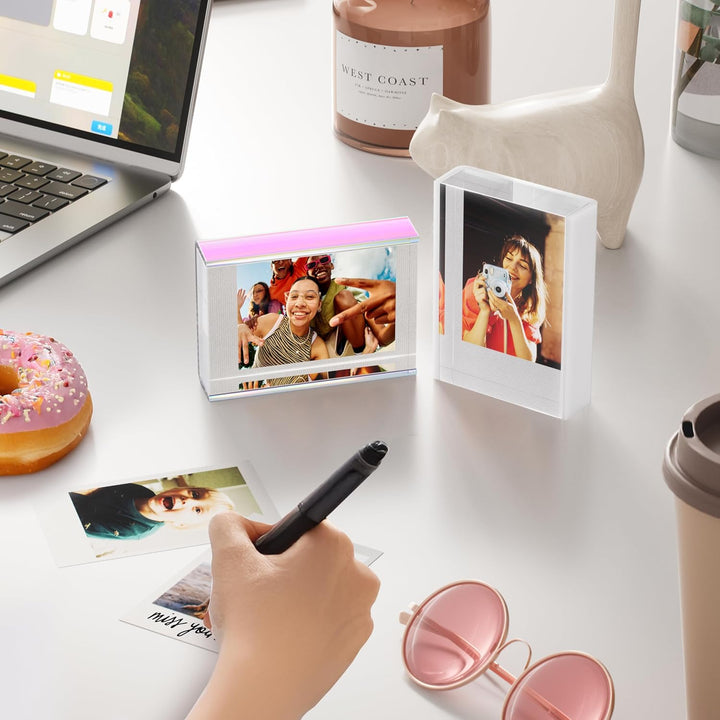 WINKINE Instax Mini-Bilderrahmen, 3 Stück, Polaroid-Rahmen, transparent, niedlich, für Tischplatte u