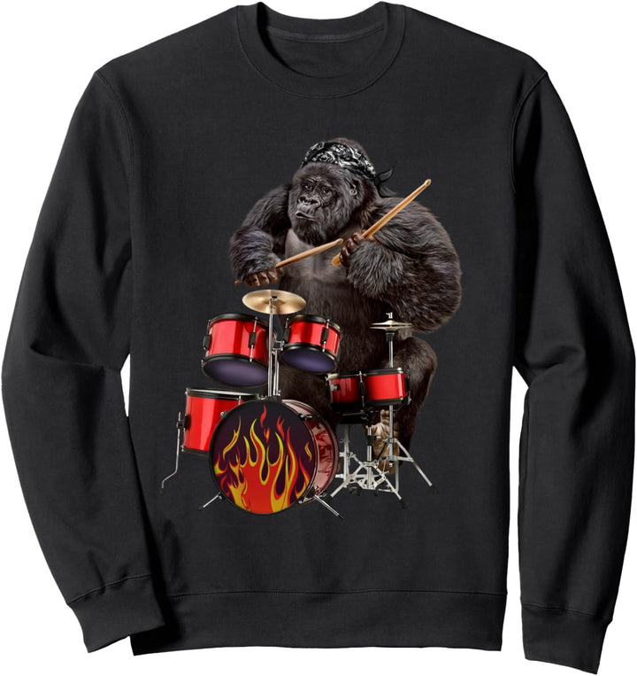 Gorilla spielt Schlagzeug Sweatshirt