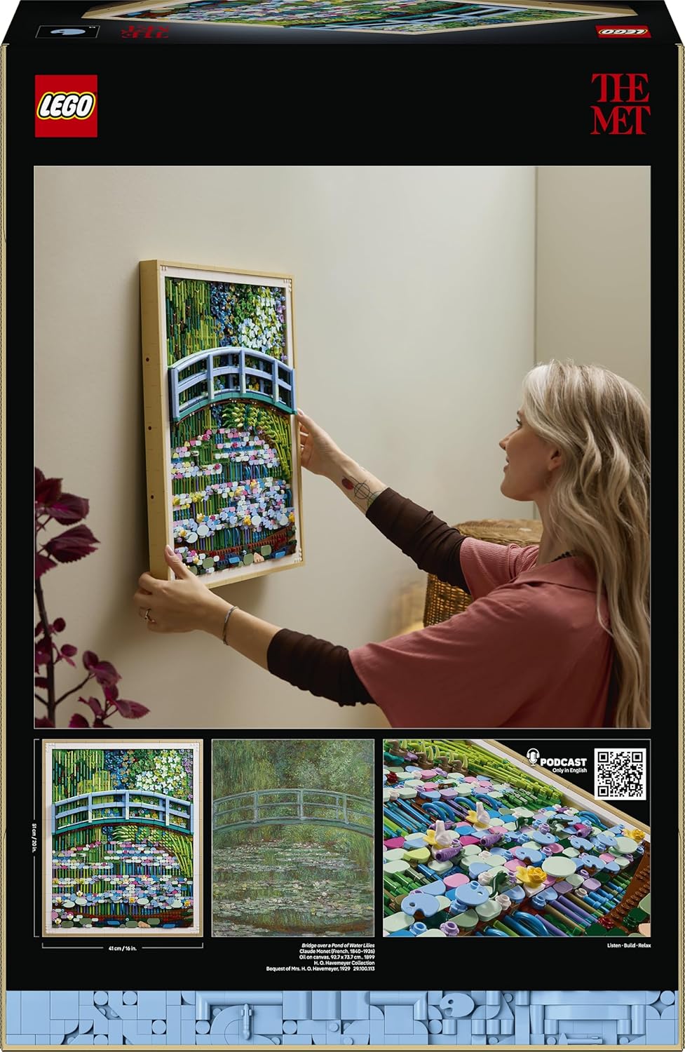 LEGO Art Claude Monet - Die Brücke über den Seerosenteich - Hängendes 3D Wandkunstwerk für die Wohnu