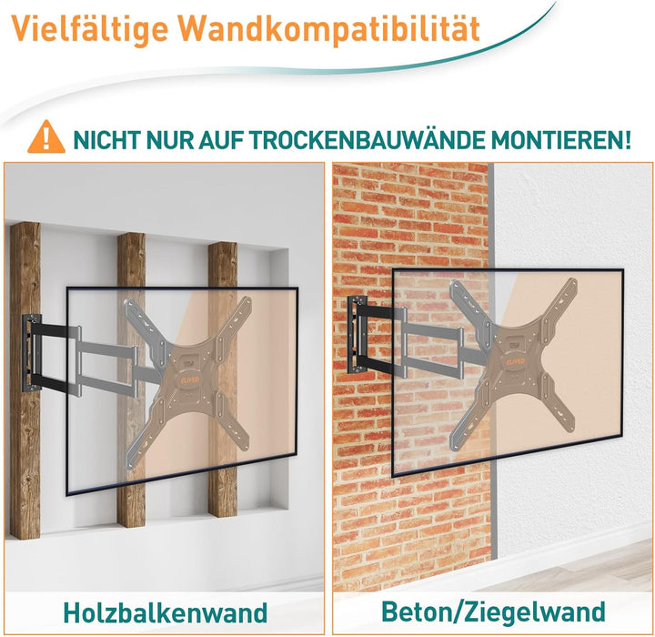 ELIVED Lang Arm TV Wandhalterung für die meisten 26-65 Zoll Fernseher, Eck TV Halterung Ausziehbar 9