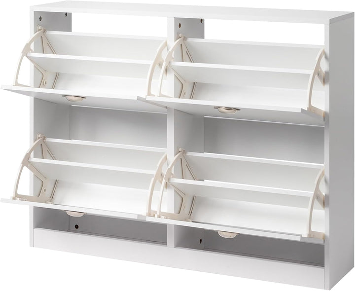 LEADZM Schuhschrank schmal, Schuhkipper mit 4 Flip-Schubladen Schuhregal für den Eingang, Flur, Wohn