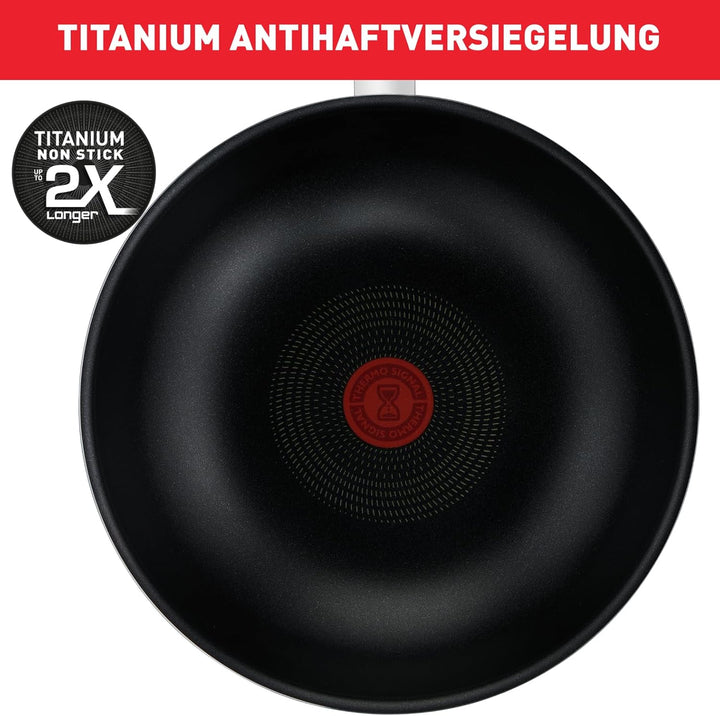 Tefal D52619 Resist Wokpfanne| sichere Titanium Antihaftversiegelung | Thermo-Signal Temperaturindik