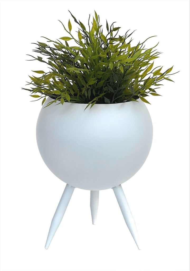 DanDiBo Blumenhocker Metall mit Topf Weiss 27 cm Blumenständer 96259 L Blumensäule Modern Pflanzenst