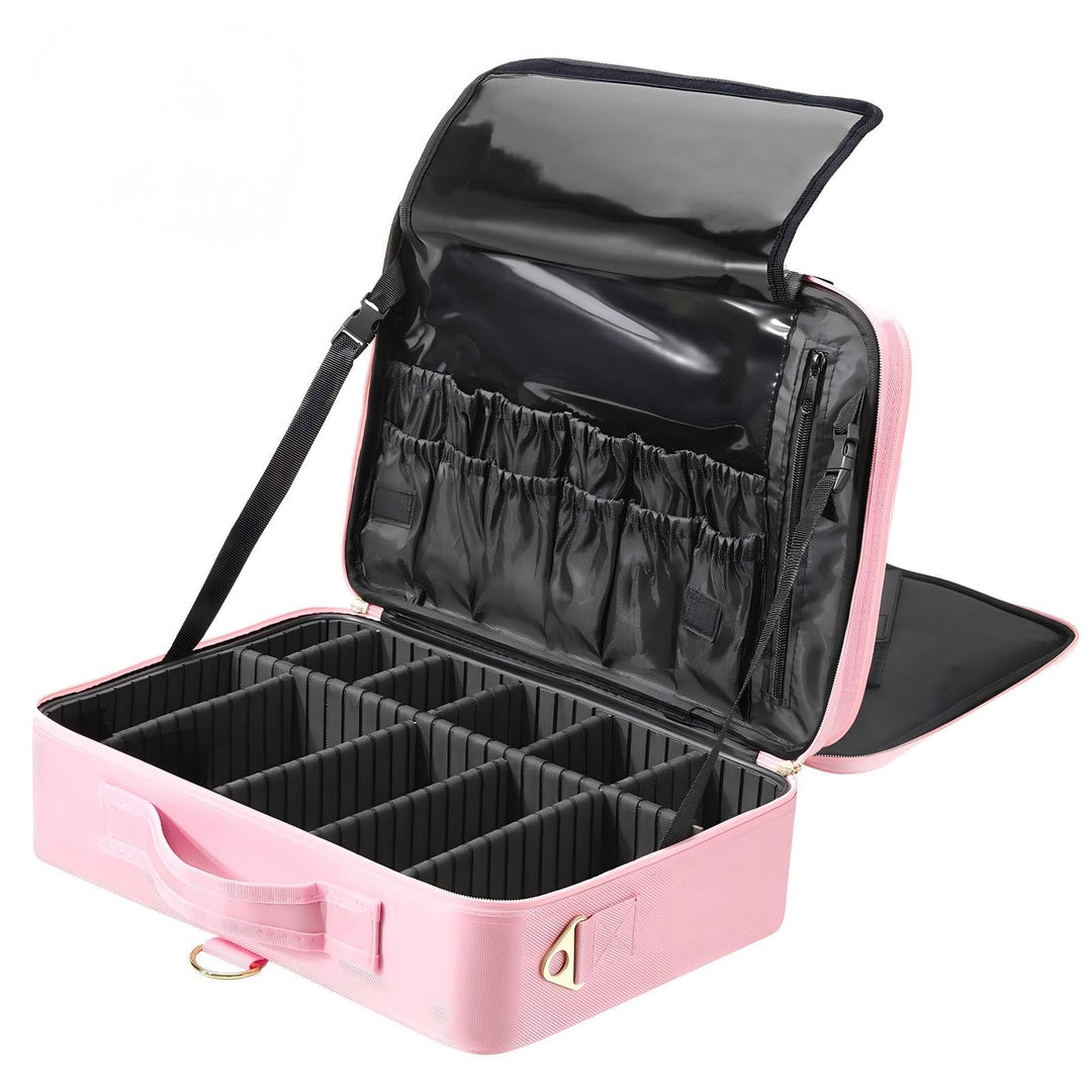 Luxspire 3 Schichten professioneller Makeup-Zug-Koffer, grosser Reise-Kosmetik-Organizer mit Spiegel