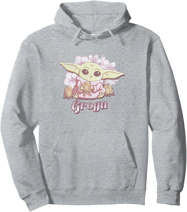Star Wars: The Mandalorian Grogu Floral Portrait Pullover Hoodie