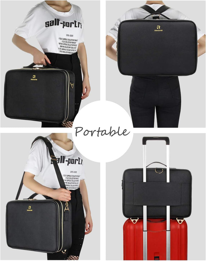 Relavel Grosse Kosmetiktasche - 15.8 inches, Portable Reise Kosmetikkoffer Damen Make Up Tasche Prof
