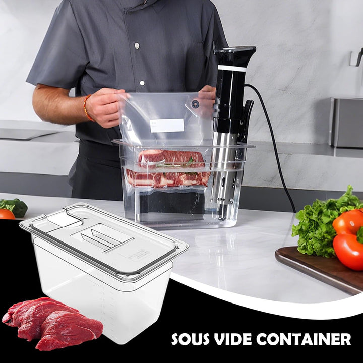Sous-Vide-Behälter, transparente Tauchkochbox mit luftdichtem Deckel, hitzebeständiger Wassertank fü