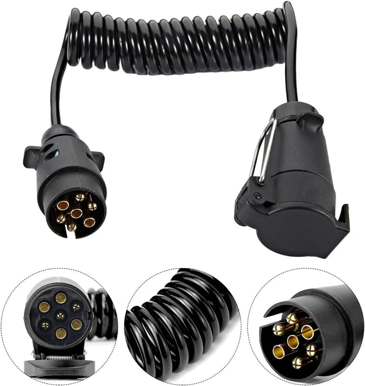 2M Anhänger Verlängerungskabel, 7 Polig auf 7 Polig Anhängerkabel Spiralkabel Adapter Stecker Anhäng