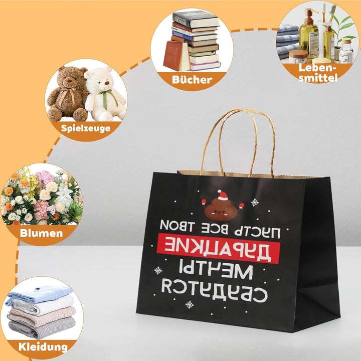 Gaoyong 20 Stück Geschenktüte Schwarz 30x12x23 cm Papiertüten mit Henkel Papiertüten Schwarz Zum Kra