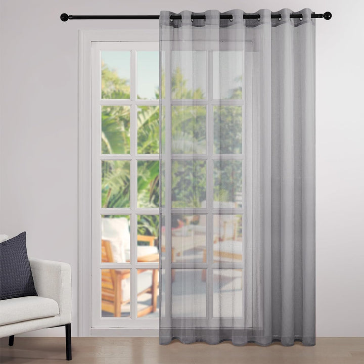Topfinel Gardinen mit Ösen Voile Vorhang Halbtransparent Moderne Gardine Wohnzimmer Leinenoptik Vorh