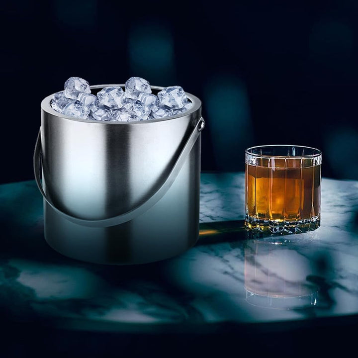 Hocadrv Eiskübel 2L Edelstahl Eiskübel Eisbehälter Eiskübel mit Deckel und Eiswürfelzange Eisbehälte