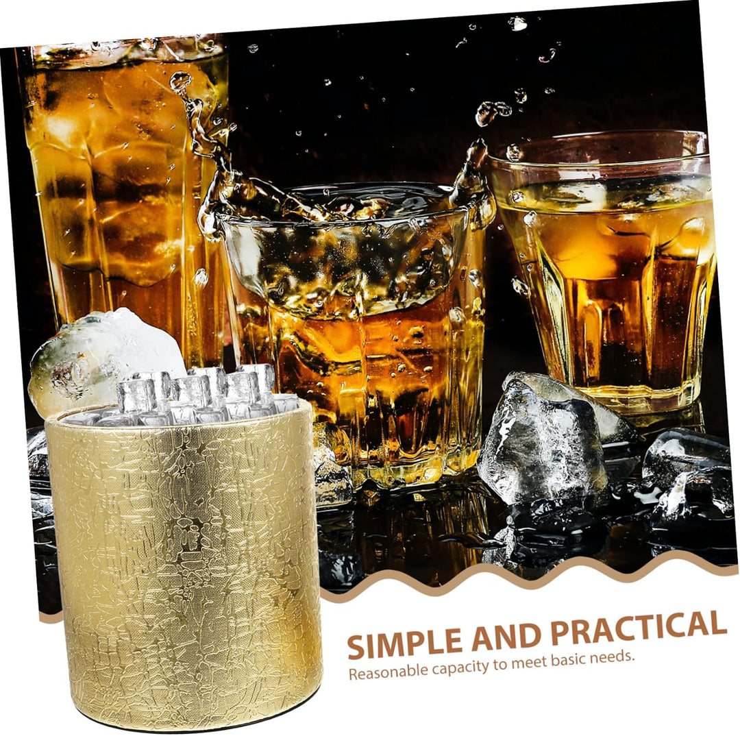 BESTonZON Getränkeeimer Eiseimer Getränkekühler mit Deckel Golden Champagner Wein Bier Getränke Eime