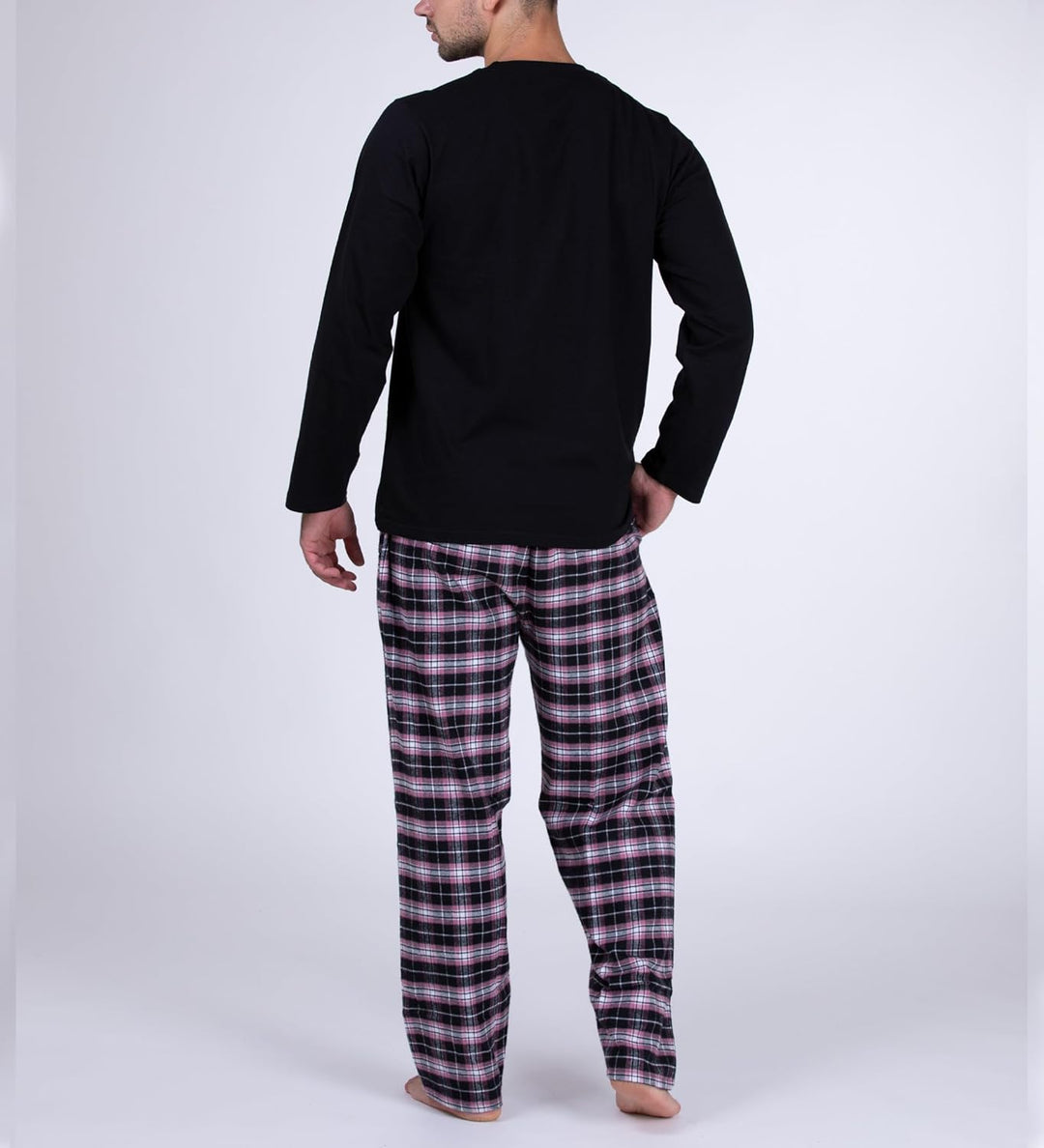 Moonline Herren Schlafanzug mit Flanellhose XXL Schwarz, XXL Schwarz