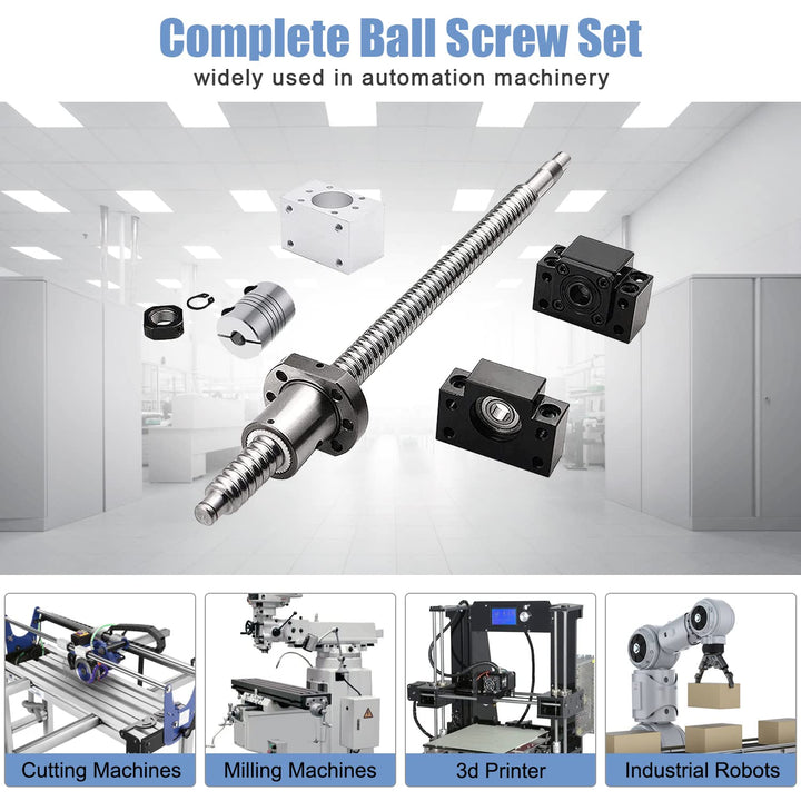 CNCMANS SFU1204 Kugelumlaufspindel, SFU1204 300mm Edelstahl Ball Screw Gewindespindel mit Bearbeitet