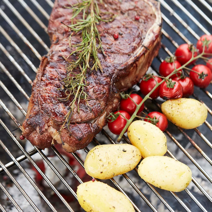 Barbecook Grillrost verchromt mit Holz-Griffe eckig Edelstahl Grill-Zubehör Grillfläche 90 breit 40-