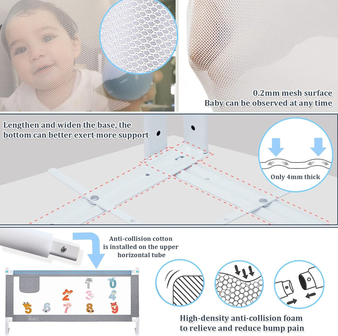 Sentasi Rausfallschutz Kinderbett 150CM, Rausfallschutz Bett Con Elevación Vertical, Baby Bettgitter