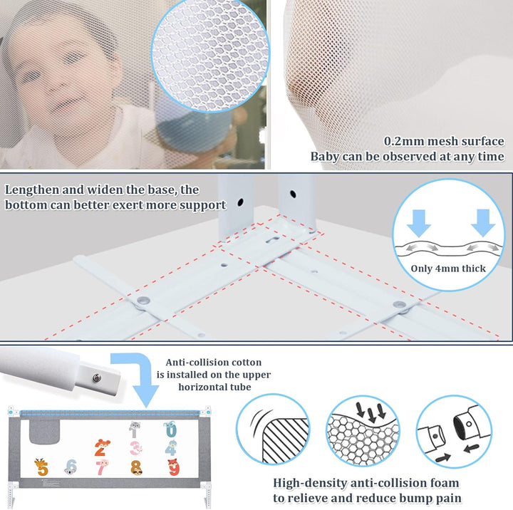 Sentasi Rausfallschutz Kinderbett 150CM, Rausfallschutz Bett Con Elevación Vertical, Baby Bettgitter